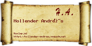 Hollender András névjegykártya